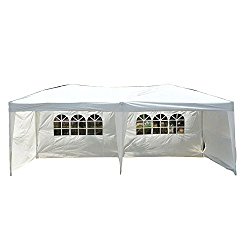 Goutime Uscanopy Easy Pop up Canopy Wedding Party Tent, 10 X 20-feet, W/4 Removable Sidewalls W/wheel Bag White