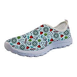 Instantarts Science Research Pattern Breathable Slip On Walking Shoes for Women