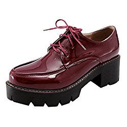 Latasa Women’s Lace-up Chunky Heel Oxford Shoes