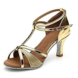 Latin Dance Sandals Leather Salsa Ballroom Soft Soles Buckle Shoes For Women
