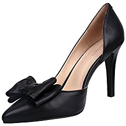 MARHEE Women’s Bowtie High Heels Genuine Leather Shoes D’Orsay Dress Pumps
