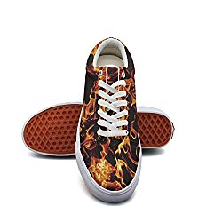 Ouxioaz Womens Lace Up Shoes Fire Flames Old Skool Skate Shoes