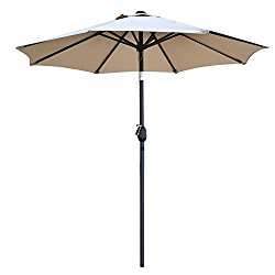 Snail 7’2 Tilting Small Patio Umbrella Sunshade 1000 Hours Fade-resistant Outdoor Porch Table Umbrella with Push Button Tilt, 8 Ribs, Beige