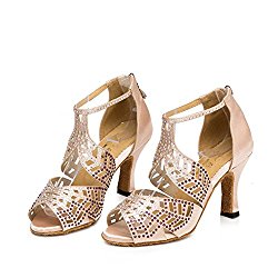 WYMNAME Womens Diamante Latin Dance Shoes,High Heels Soft Bottom Dancing Shoes Modern Dance Shoes