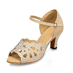 WYMNAME Womens Diamante Latin Dance Shoes,High Heels Soft Bottom Friendship International Standard Ballroom Dancing Shoes