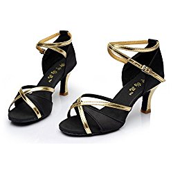 WYMNAME Womens Latin Dance Shoes,Dancing Shoes Wear-Resistant Middle Heels Soft Bottom Sandal