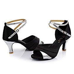 WYMNAME Womens Latin Dance Shoes,Middle Heels Soft Bottom Wear-Resistant Ballroom Dance Shoes Sandal