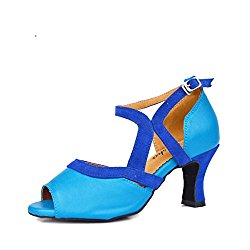 WYMNAME Womens Latin Dance Shoes,Peep-Toe Middle Heels Soft Bottom Modern Dance Shoes Indoor Sandals