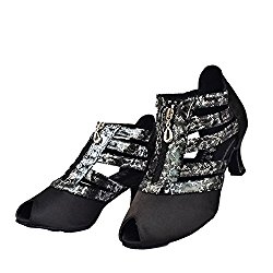 WYMNAME Womens Latin Dance Shoes,Sandal Soft Bottom Printed Social Dancing Shoes Ballroom Dance Shoes