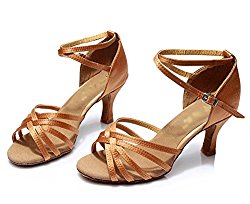 WYMNAME Womens Latin Dance Shoes,Soft Bottom Adjustable Sandal Ballroom Dance Shoes
