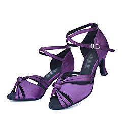 WYMNAME Womens Latin Dance Shoes,Soft Bottom Middle Heels Indoor Sandals Ballroom Dance Shoes