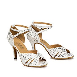WYMNAME Womens Printed Latin Dance Shoes,Soft Bottom High Heels Social Dancing Shoes Indoor Sandals