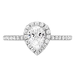 1.42ct Brilliant Pear Cut Halo Wedding Anniversary Promise Engagement Statement Bridal Ring 14k White Gold
