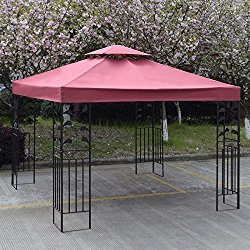10′ X 10′ Gazebo Top Cover Patio Canopy Replacement 1-Tier or 2-Tier 3 Color Protection Against UV Rays From Sun Brand New (2 Tier Red)