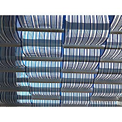 Alion Home Roman Shade Panel Cover HDPE Permeable Canopy for Pergola, Patio, Porch (3′ x 10′, Blue & White)