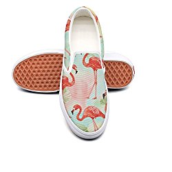 Dutte Lisa Men’s Flamingo Leaves Watercolor Casual Shoes Laces Low Slip On Canvas Sneakers