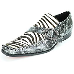 Fiesso by Aurelio Garcia FI-7248 Black White Zebra Side Buckle and Studs Slip on Loafer – European Shoe Designs