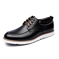 FUHONG Men’s Lace up Loafers Shoes Gentlemen PU Leather Casual Business Soft Sole Flats Oxfords Comfortable
