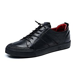 GLSHI Mens Casual Shoes Leather Deck Shoes Lace-up Flat Loafers Sneakers Comfort Driving Shoes