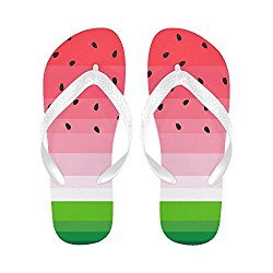 InterestPrint Non-Slip Flip Flop Slippers, Watermelon Colorful Fruit Black Seeds Summer Beach Slim Thong Sandal Outdoor Casual Footwear