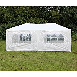 Palm Springs 10 X 20 White Party Tent Gazebo Canopy with Sidewalls