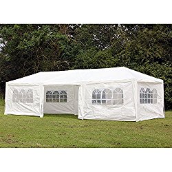 Palm Springs 10 x 30 Foot White Party Tent Gazebo Canopy with Sidewalls