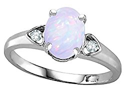 Star K Oval 8×6 Genuine Opal Love Promise Ring 10kt Gold