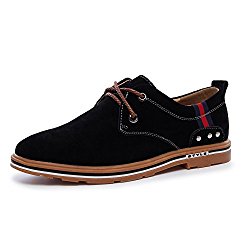 SYH Men’s Casual Suede Oxford Shoes Lace up Low Heel Oxford Shoes