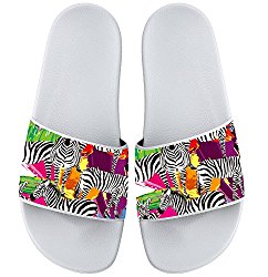 Watercolor Zebra Art Print Summer Slider Slippers For Men Women Indoor Outdoor Beach Casual Sandals Shoes