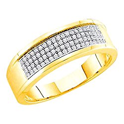 1/4cttw Mens Diamond Wedding Band Ring 10K Yellow Gold 7mm Wide(I/j Color 0.25cttw)