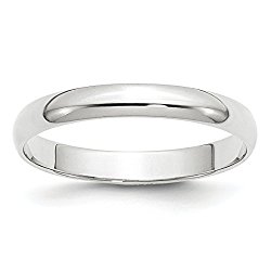 10k White Gold 3mm Wedding Band Ring