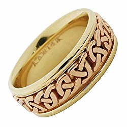 14K Two Tone Gold Celtic Love Knot Men’s Comfort Fit Wedding Band (7mm)