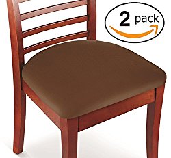 Kleeger Chair Covers Protective & Stretchable: Fits Round And Square Chairs. For Kids, Pets, Set Of 2 (Brown)