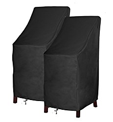 Patio Chair Cover Bar Chair/Stool Cover Stackable Chairs Cover – Premium Outdoor Furniture Cover with Durable and Water Resistant Fabric(L27.5 x D27.5 x H49.2 inch, 2 Pack)