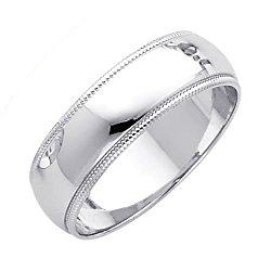 Wellingsale Mens 14k Yellow -OR- White Gold Solid 6mm CLASSIC FIT Milgrain Traditional Wedding Band Ring