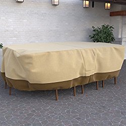 Dura Covers Fade Proof Rectangular Oval Heavy Duty Patio Table and Chair Set Cover – Durable and Water Resistant Outdoor Furniture Cover, XL