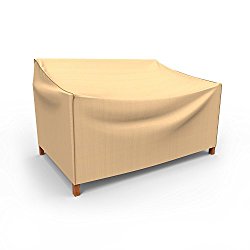 Budge P3A03TNNW1 Outdoor Patio Loveseat Cover-Small Rust-Oleum Neverwet Furniture, 26″ x 50″ W x 29″ deep, Tan