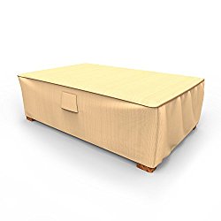 Budge P5A36TNNW1 Patio Ottoman Coffee Table Cover Rust-Oleum Neverwet Furniture, 20″ x 26″ W x 50″ L, Tan