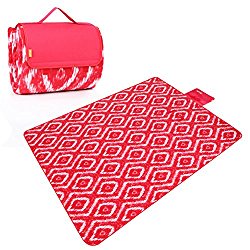 Kedera Extra Large 78″ X 59″Picnic & Outdoor Blanket Dual Layers For Outdoor Water-Resistant Handy Mat Tote Spring Summer Blue and White Striped Great for the Beach,Camping (Red)
