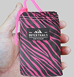 Outer Trails Pocket Picnic Blanket Mat – Waterproof, Puncture Resistant, Compact, Ultra Lightweight, Compact & Soft – Picnics, Beach, Camping, Concerts, Festivals, Travel, Sports- Pink