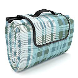 Picnic Blanket EXTRA LARGE Family Size and 100% Waterproof So No More Wet Fannies | Premium Quality | Fleece Outdoor Tote Rug | PLUS Unique Drawstring Storage Sackpack Bag | THE Coolest Beach Mat