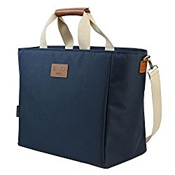INNO STAGE 40L Picnic Insulated Cooler Bag,Wine Carrier Tote,Large Cooler Organizers, XL Reusable Lunch Bags for Outdoor Travel Camping-Navy Blue