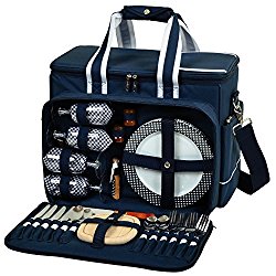Picnic at Ascot- Ultimate Insulated Picnic Cooler with Service for 4 – Navy