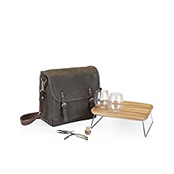 Picnic Time Adventure Insulated Double Wine Tote with Service for Two, Khaki Green/Brown