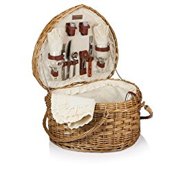 Picnic Time ‘Heart’  Willow Picnic Basket with Deluxe Service for Two