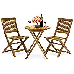 Best Choice Products 3-Piece Folding Acacia Wood Patio Bistro Set (Brown)