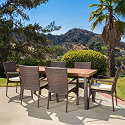 Castlelake | 7 Piece Outdoor Dining Set with Cushions | Perfect For Patio | in Brown