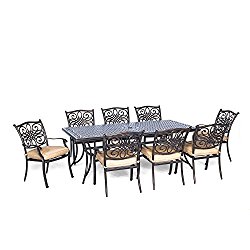 Hanover Traditions 9 Piece Dining Set with Eight Stationary Dining Chairs and an Extra-Long Dining Table