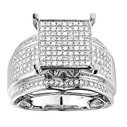0.28 Carat (ctw) Sterling Silver Round White Diamond Womens Micro Pave Engagement Ring 1/3 CT