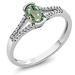 10K White Gold Green Sapphire and Diamond Women’s Ring (0.55 Ct Oval Available in size 5, 6, 7, 8, 9)